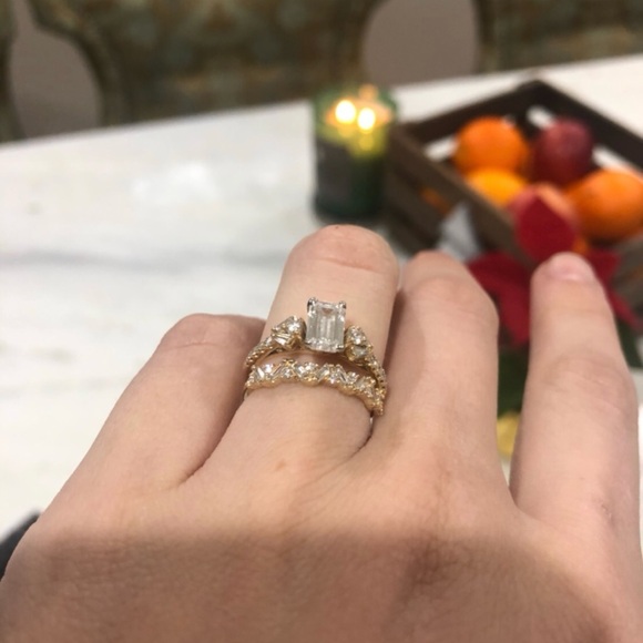 14K Ferkos Size 5.75 Gold Slanted Baguette and Round Diamond Ring - Picture 6 of 8